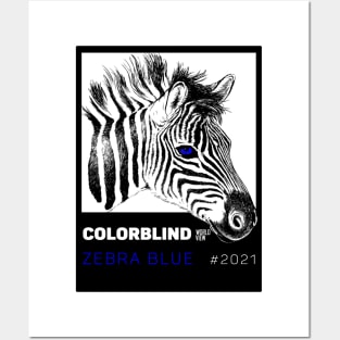 ZEBRA BLUE - black card  by COLORBLIND WorldView Posters and Art